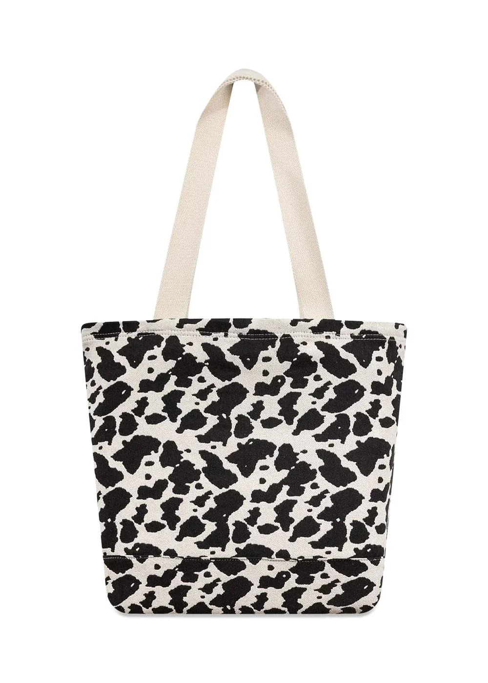 Cow Jacquard Tote Bag - White/Black - Image 2