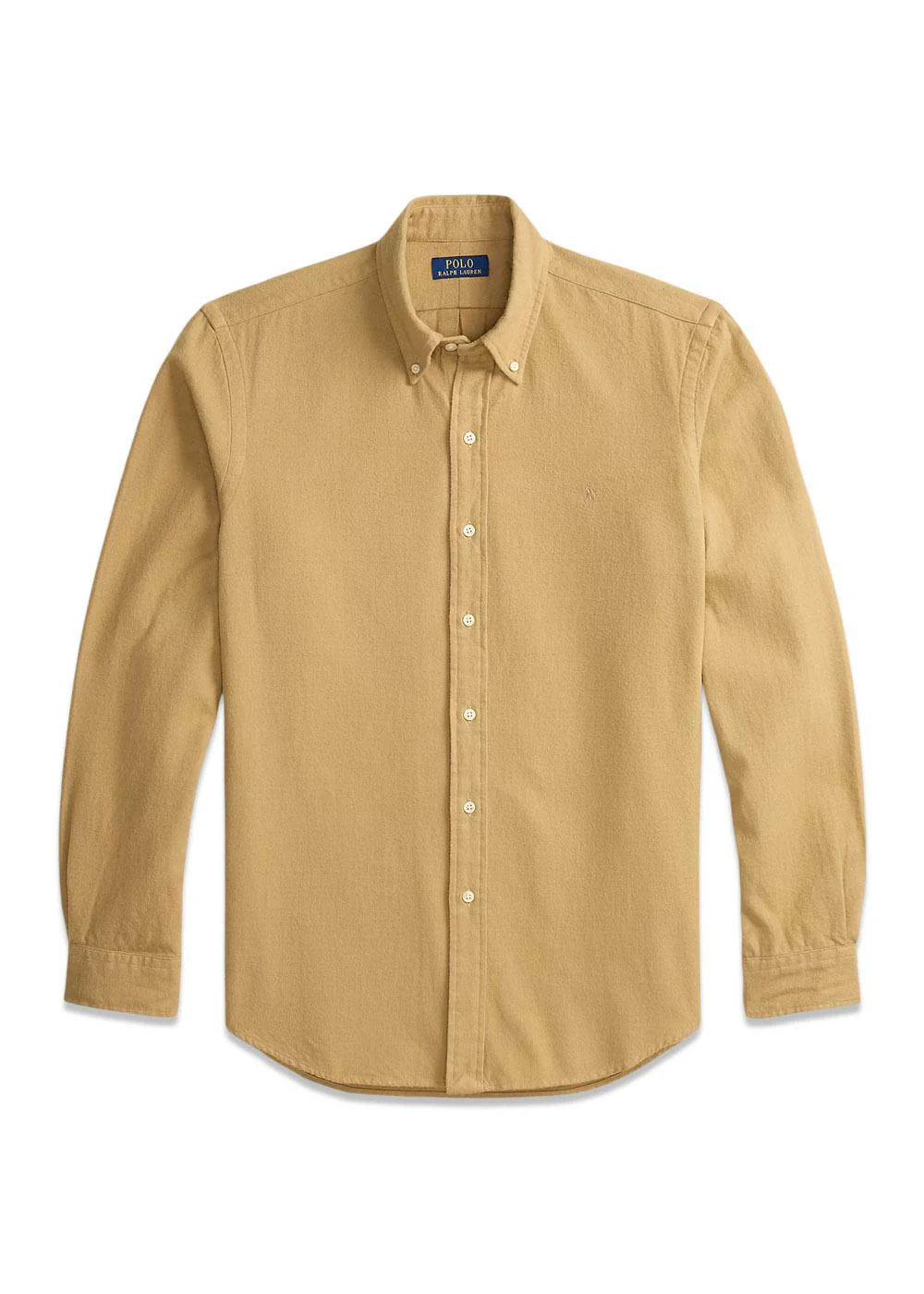 Custom Fit Brushed Flannel Shirt - Khaki