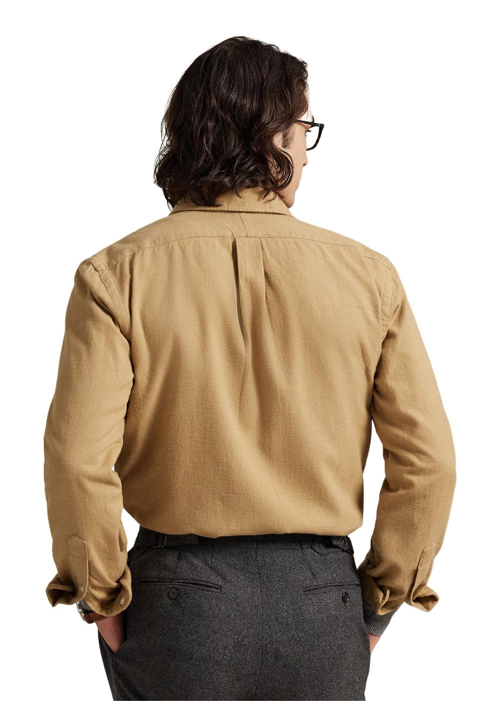 Custom Fit Brushed Flannel Shirt - Khaki - Image 3