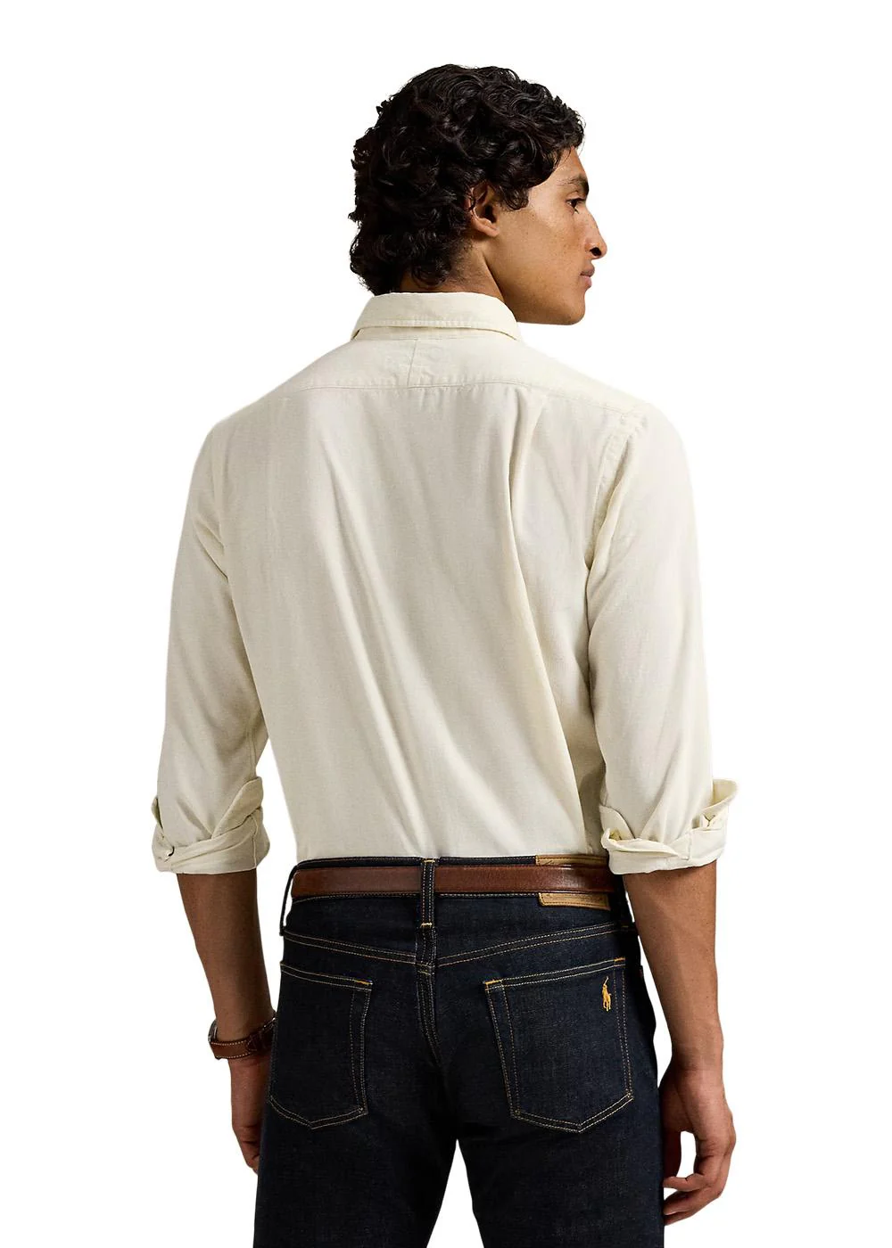 Custom Fit Corduroy Shirt - Cream - Image 3