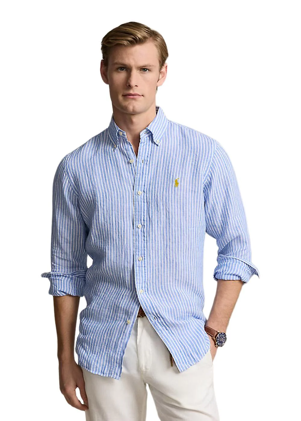 Custom Fit Linen Shirt - White Striped Linen - Image 2
