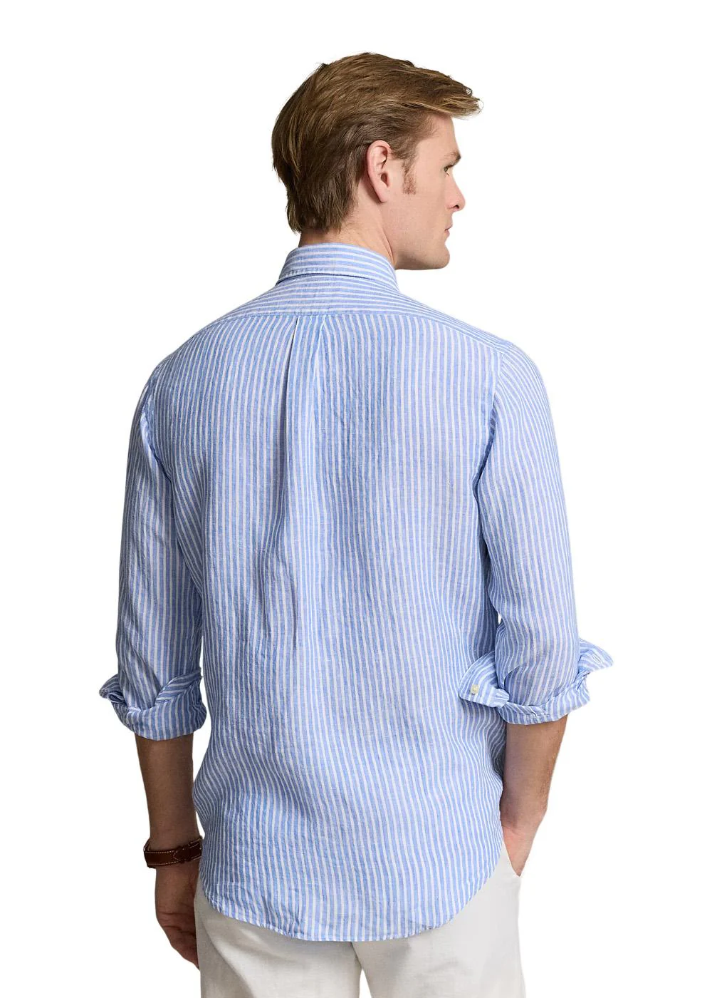 Custom Fit Linen Shirt - White Striped Linen - Image 3