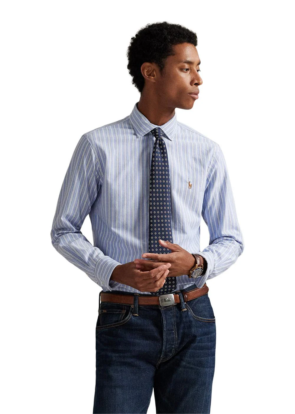 Custom Fit Striped Oxford Shirt - Blue Multi - Image 2