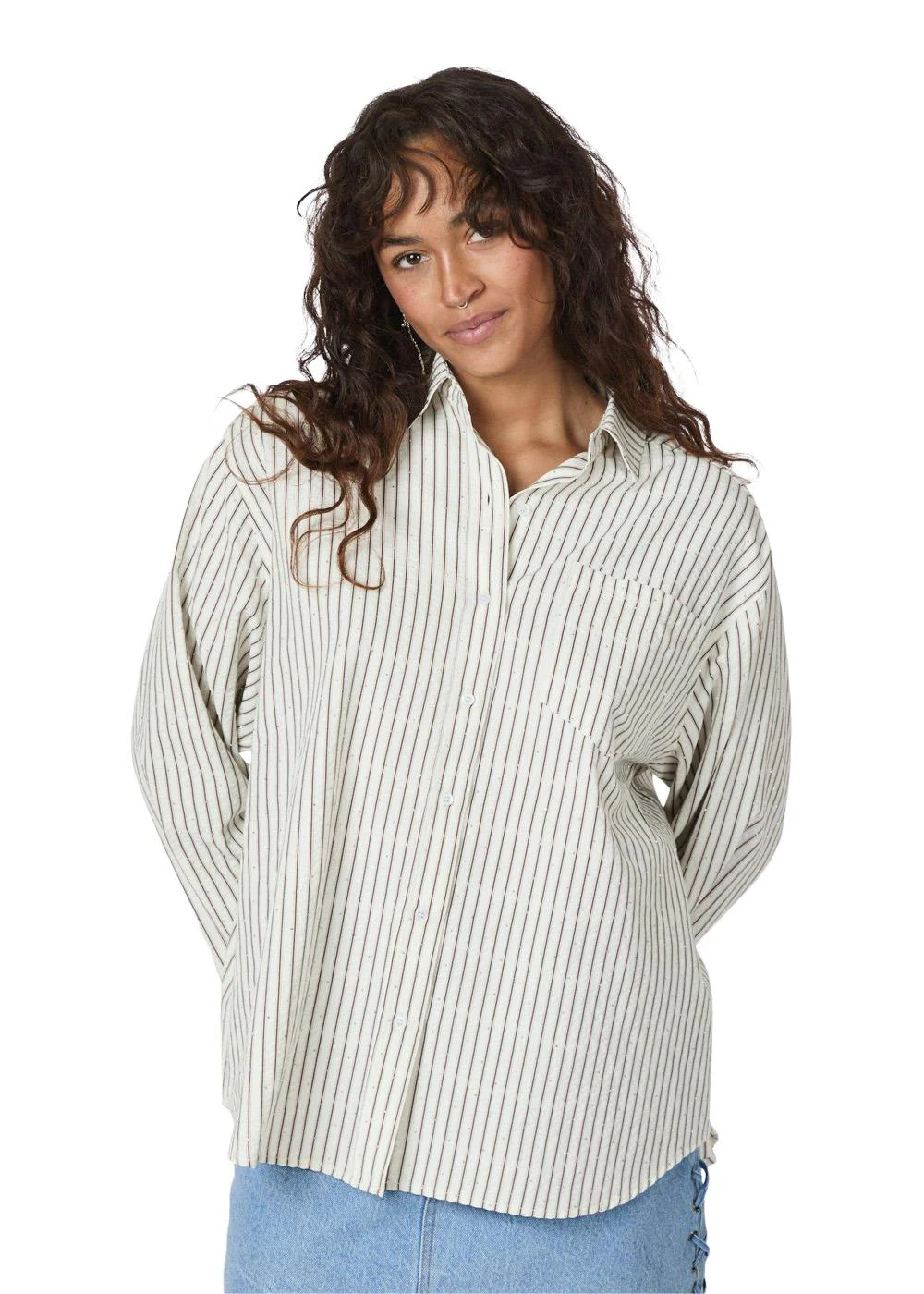 Dalma Crepe Stone Shirt - Brown - Image 6