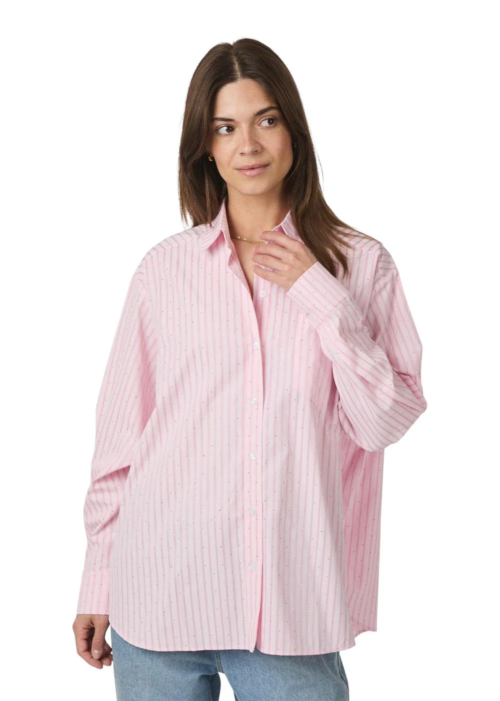 Dalma Soft Stripe Stone Shirt - Pink - Image 3