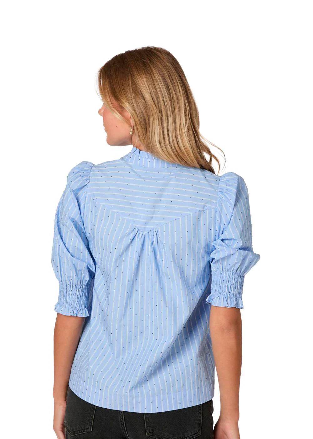 Diana Stripy Stone Blouse - Light Blue - Image 4