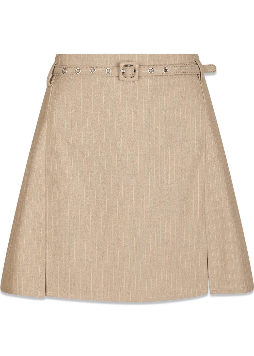 Donte Melange Pinstripe Skirt - Sand Melange