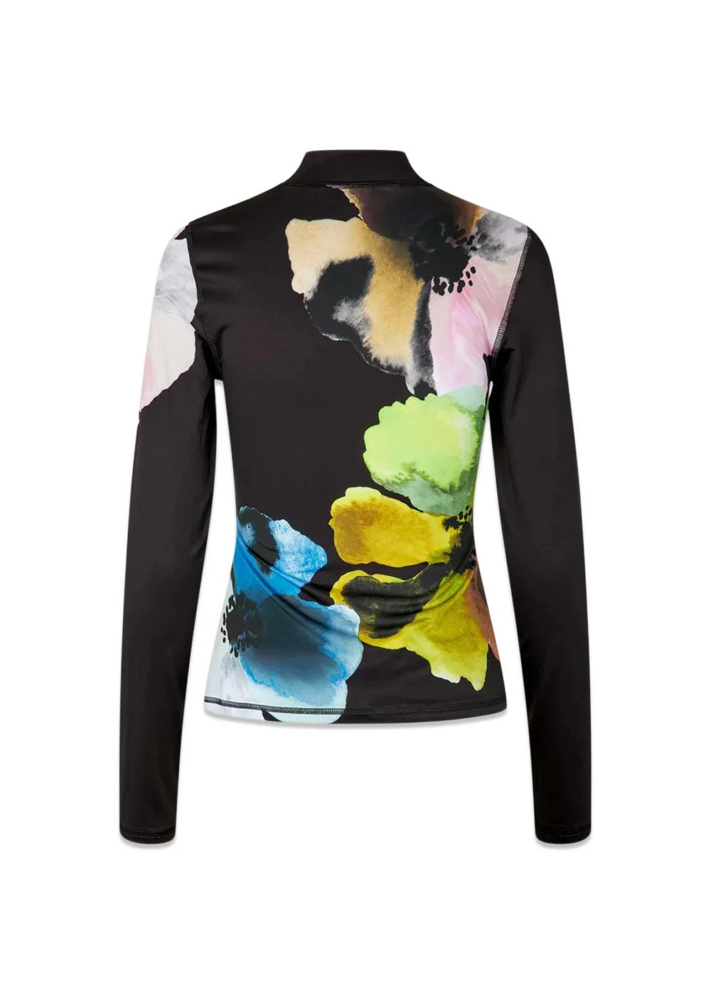 Elastic High Neck Collared Top - Watercolor Bloom Maxi - Image 2