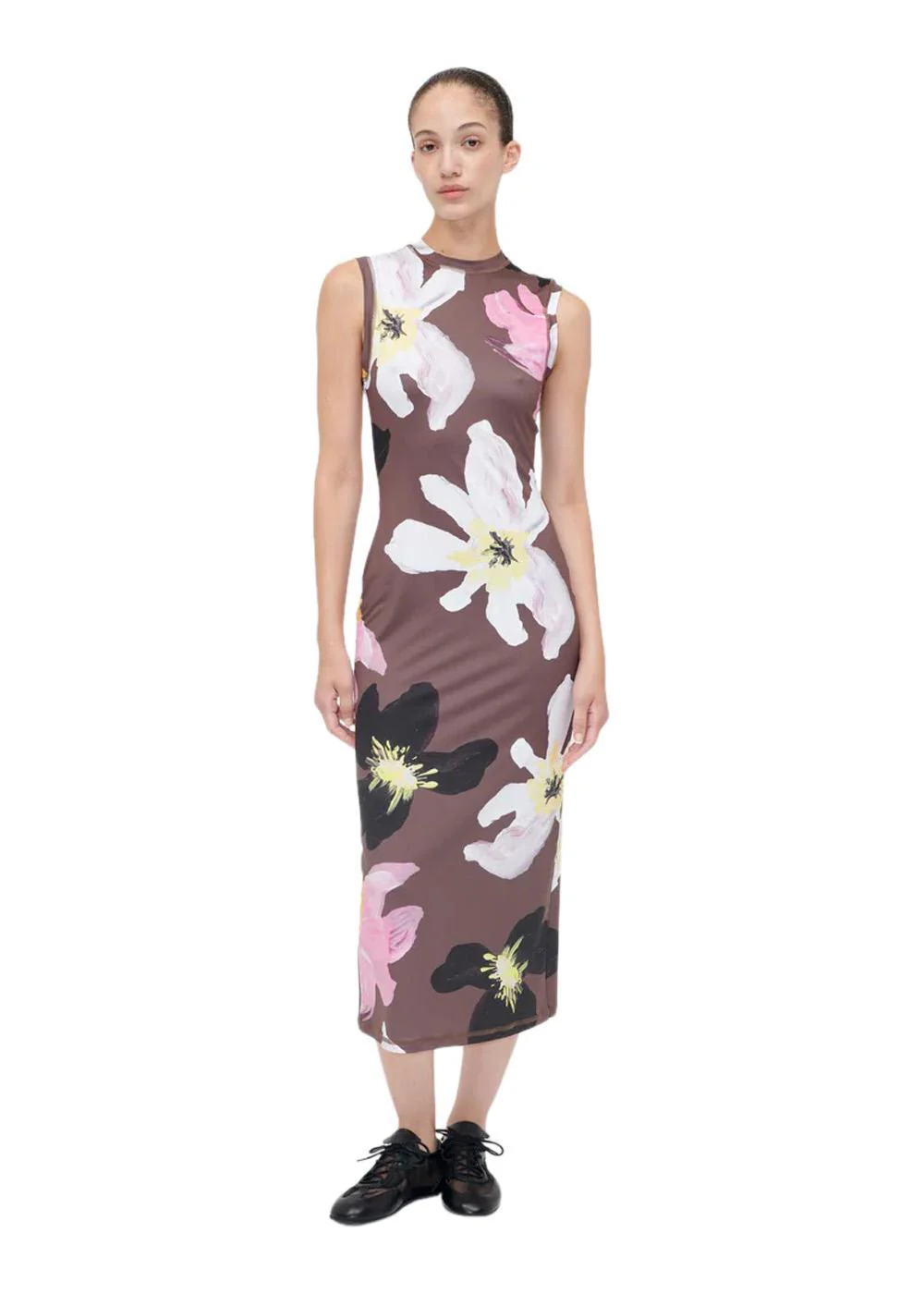 ELASTIC TANK CREWNECK DRESS - Wild Flowers - Image 5