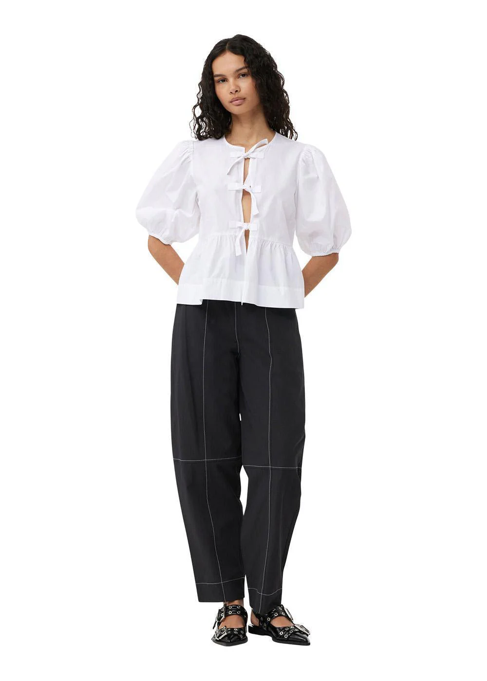 Elasticated Curve Pants - Black - Image 6