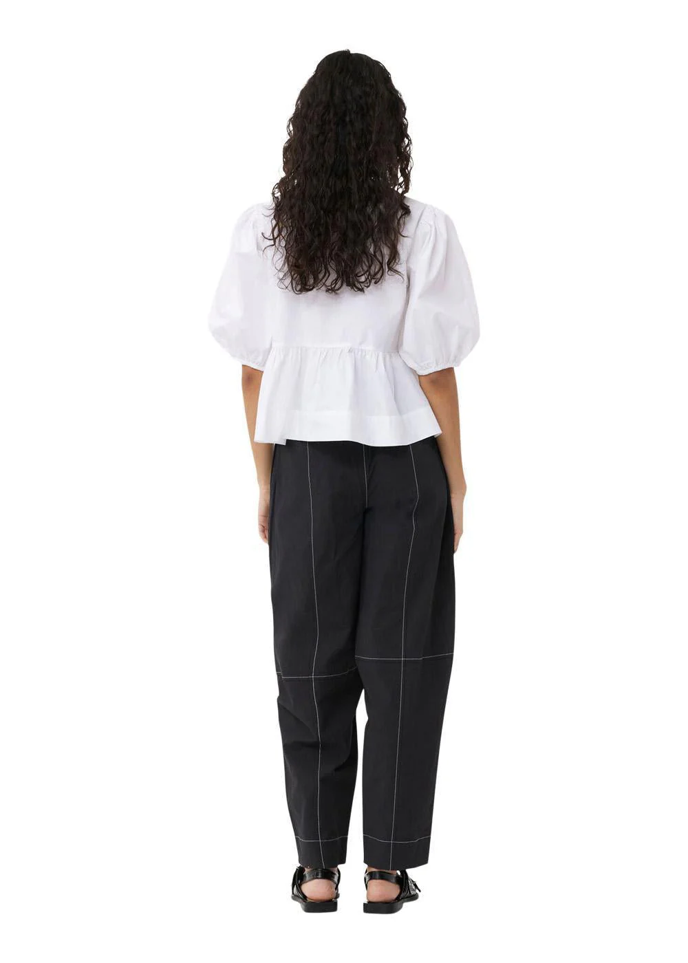Elasticated Curve Pants - Black - Image 7