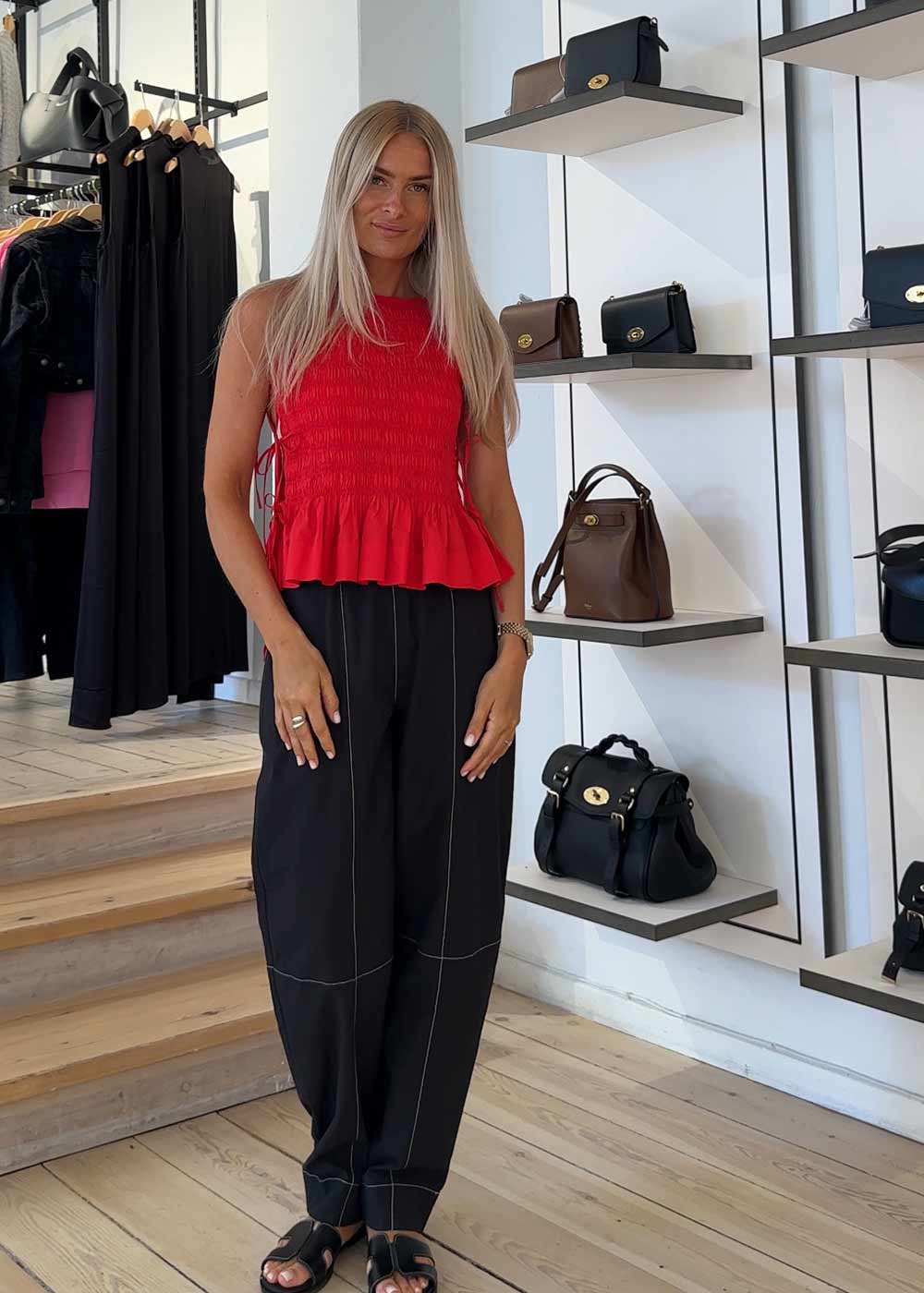 Elasticated Curve Pants - Black - Image 8