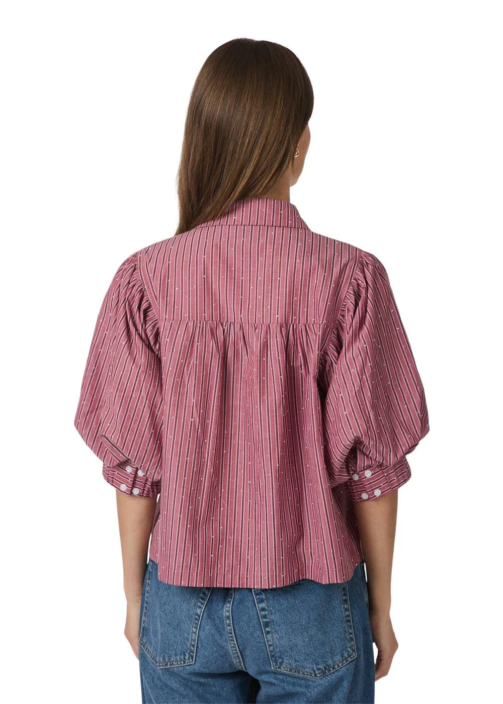 Etta Soft Stripe Stone Shirt - Dark Rose - Image 4