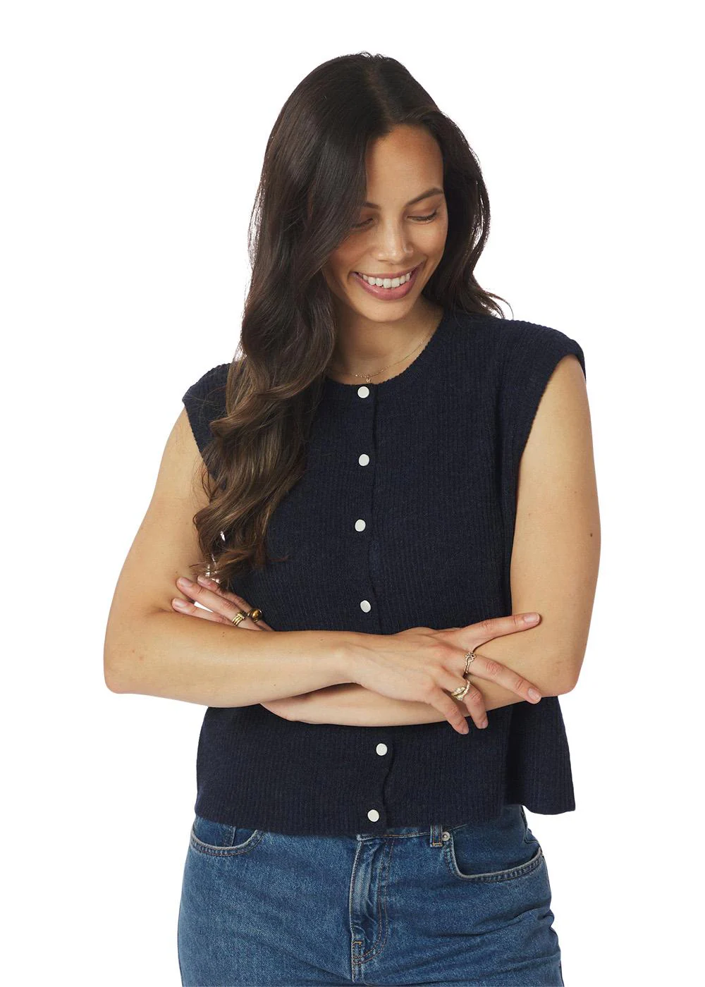 Everest Knit Vest - Navy - Image 3