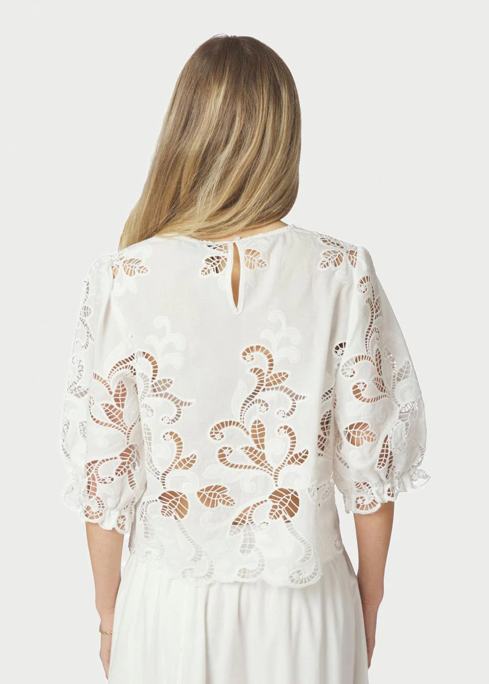 Fia Embroidery Blouse - White - Image 4