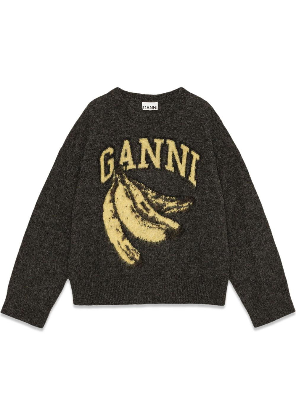 Fine Brushed Alpaca Banana Oversized O-neck - Phantom