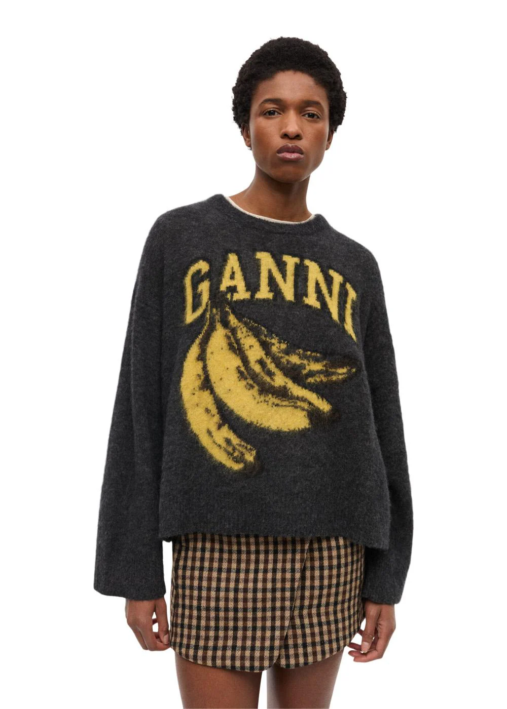 Fine Brushed Alpaca Banana Oversized O-neck - Phantom - Image 4