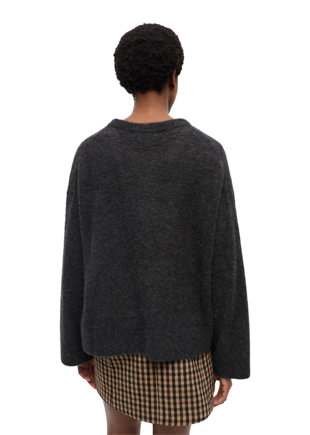 Fine Brushed Alpaca Banana Oversized O-neck - Phantom - Image 5