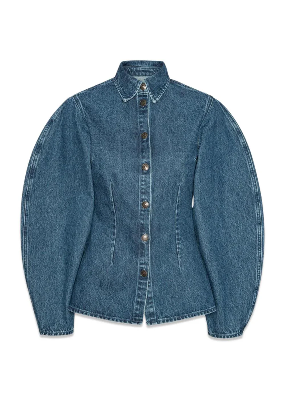 FITTED DENIM SHIRT - Medium Blue Denim