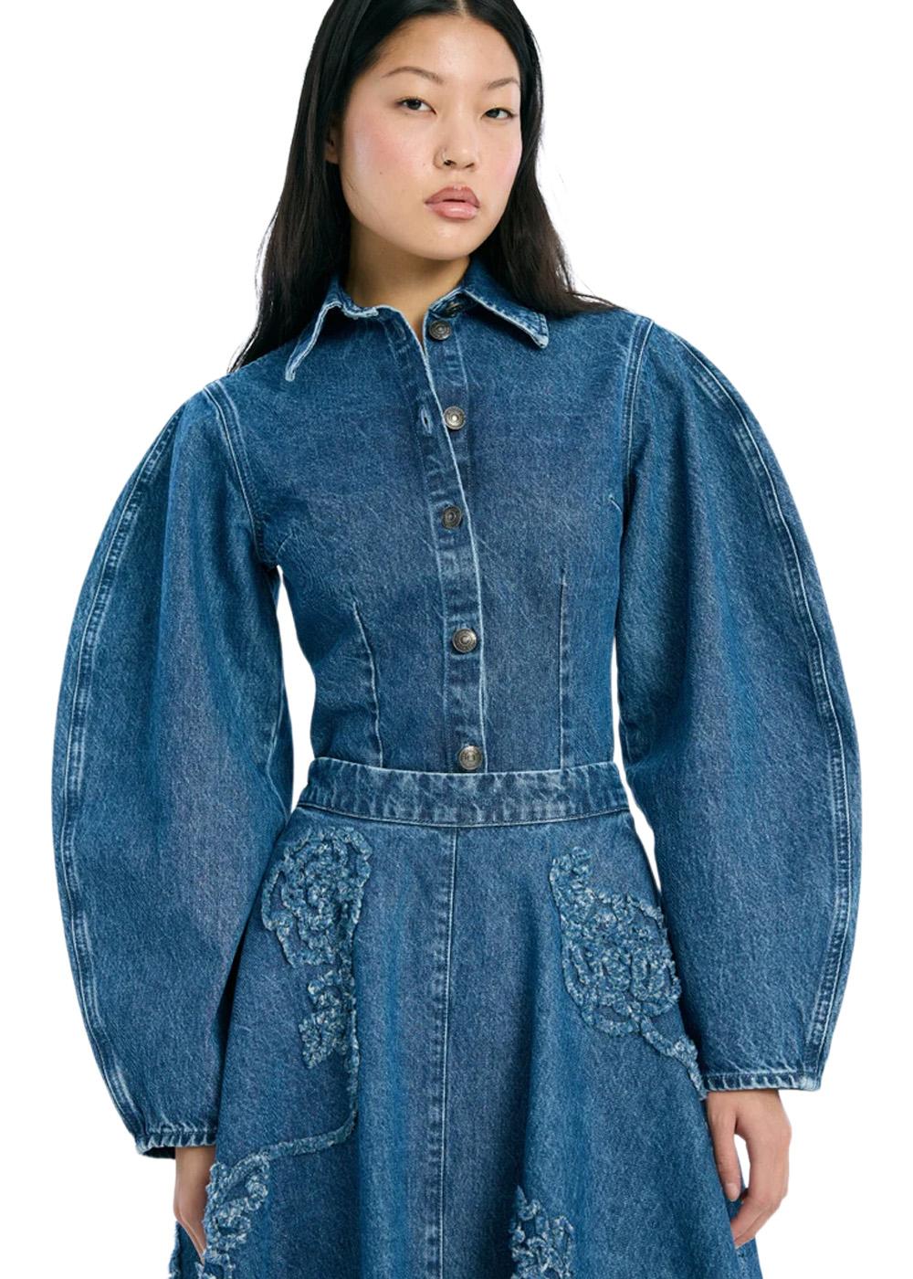 FITTED DENIM SHIRT - Medium Blue Denim - Image 3
