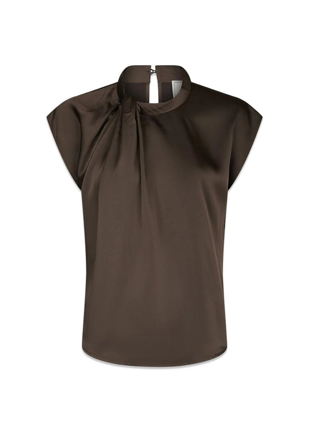 Fleur Drapy Satin Blouse - Dark Brown