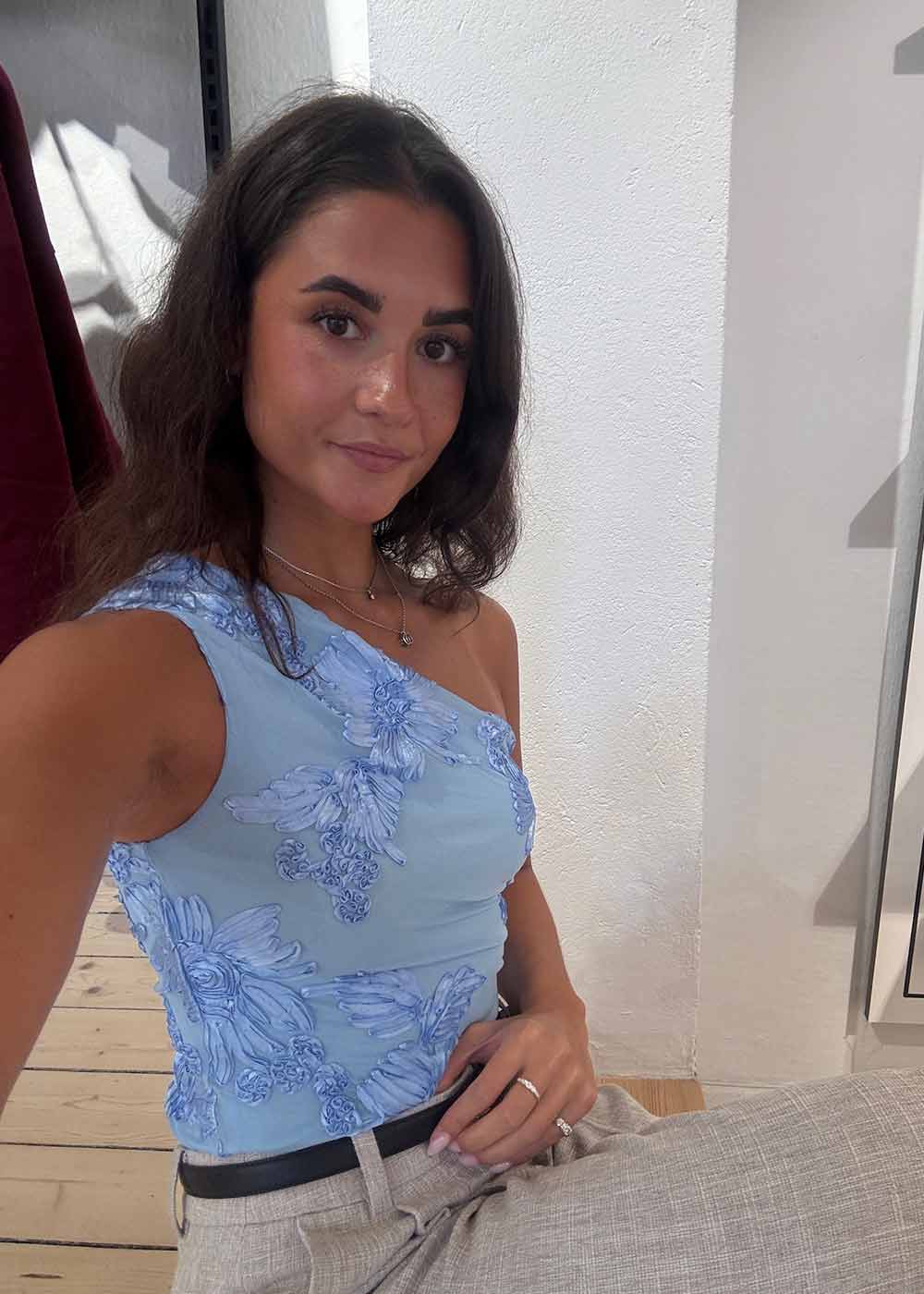 Florini Big Flower Mesh Top - Light Blue - Image 6
