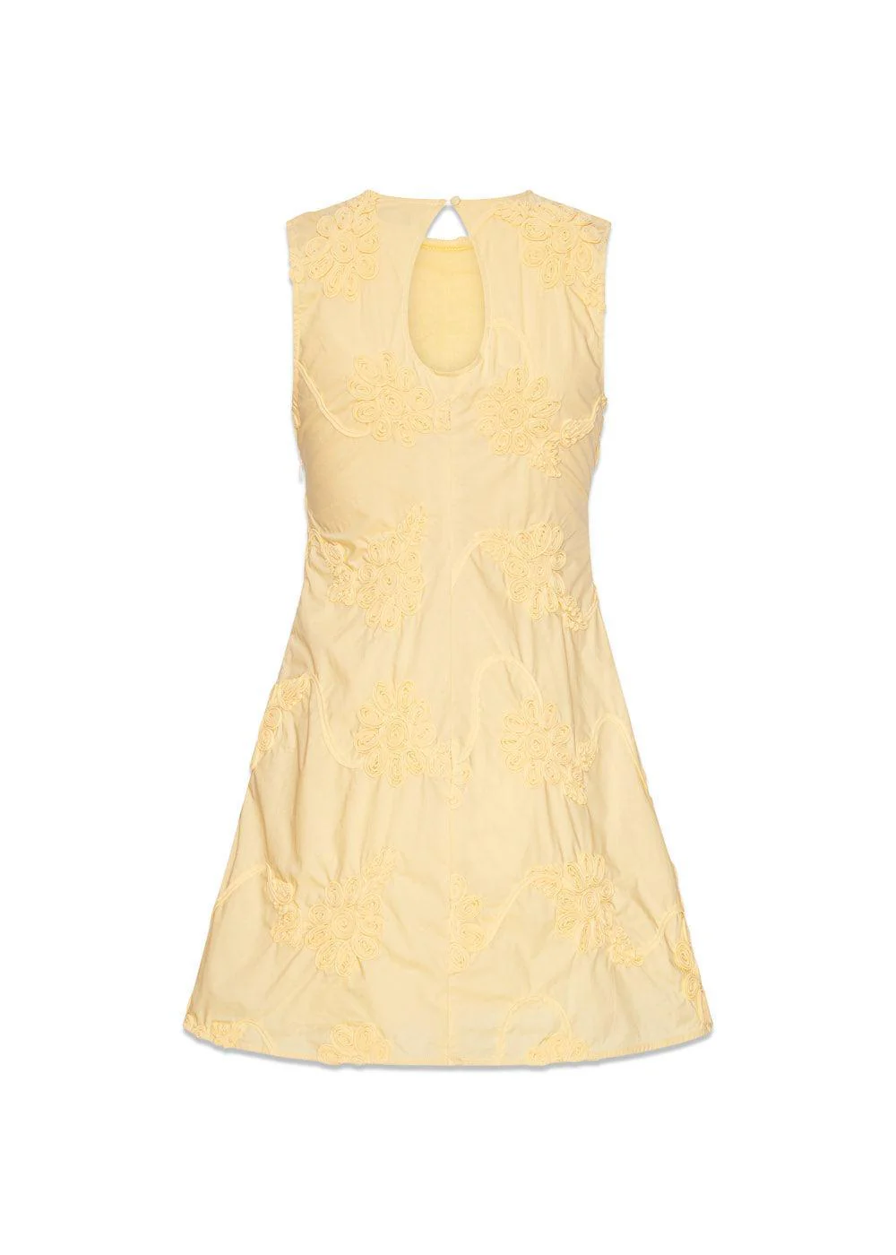 FLOWER MINI FLARED DRESS - Italian Straw - Image 2