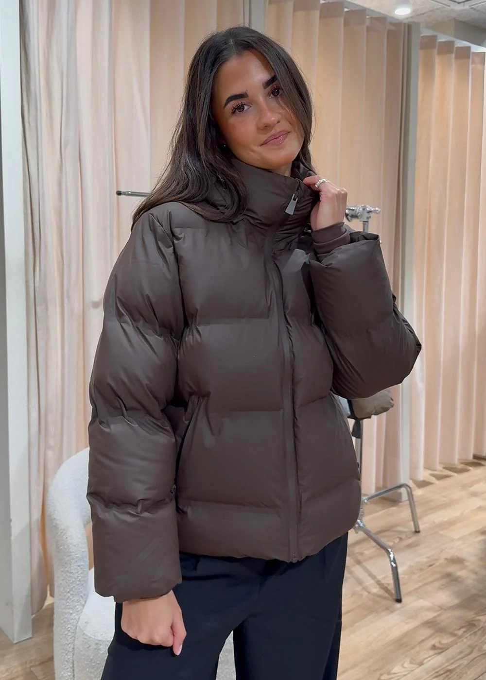 Fox C Puffer Jacket - Dark Brown - Image 3
