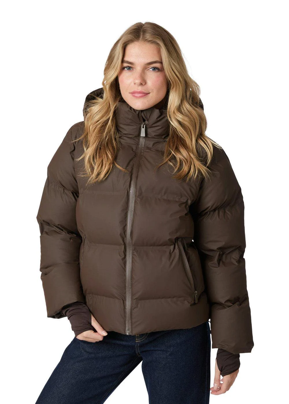 Fox C Puffer Jacket - Dark Brown - Image 5
