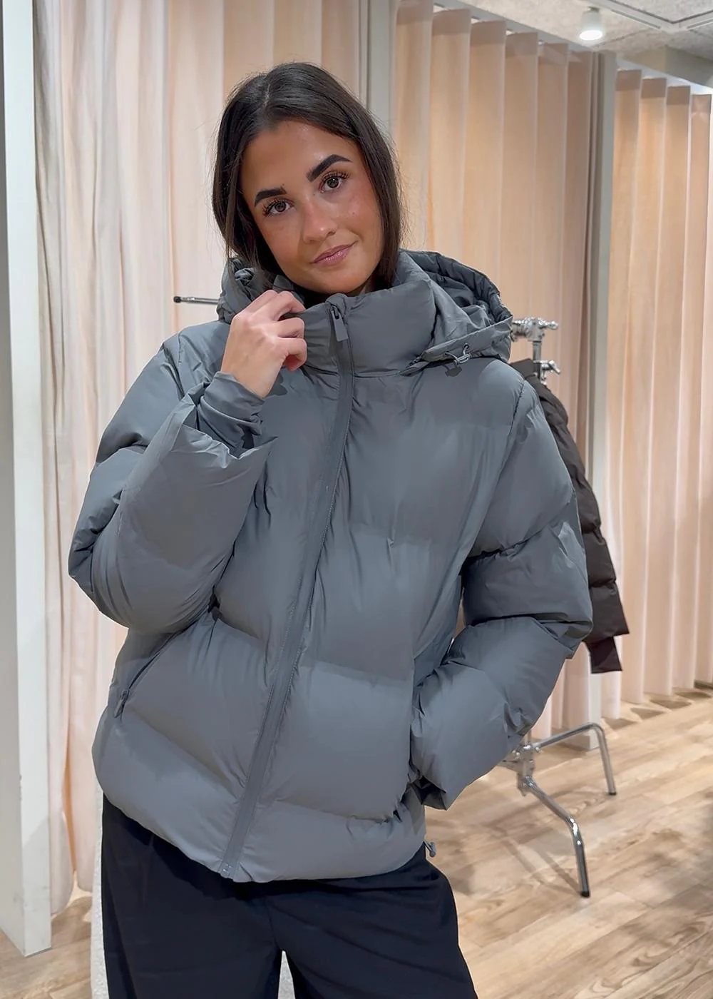 Fox C Puffer Jacket - Grey - Image 3
