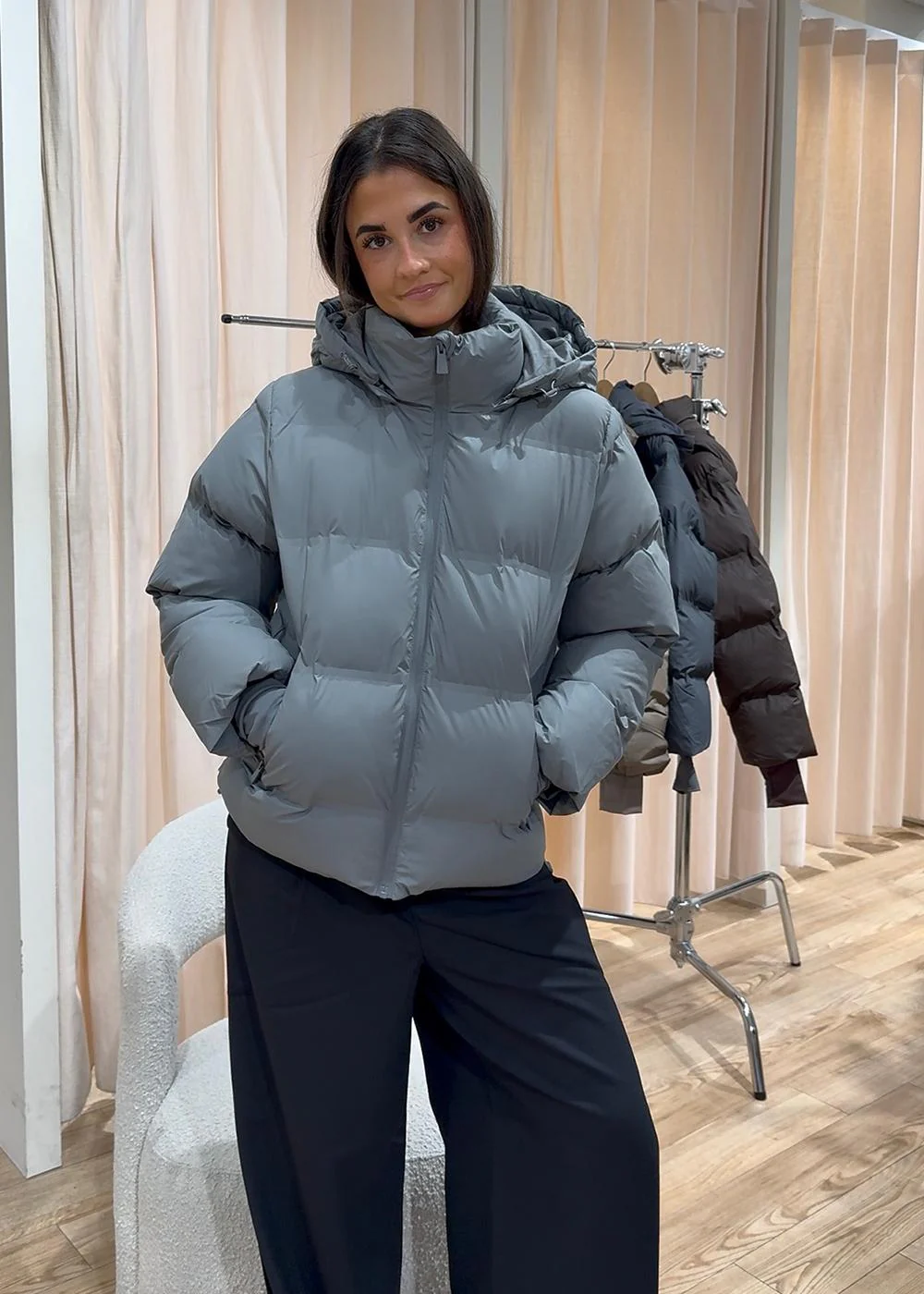 Fox C Puffer Jacket - Grey - Image 4