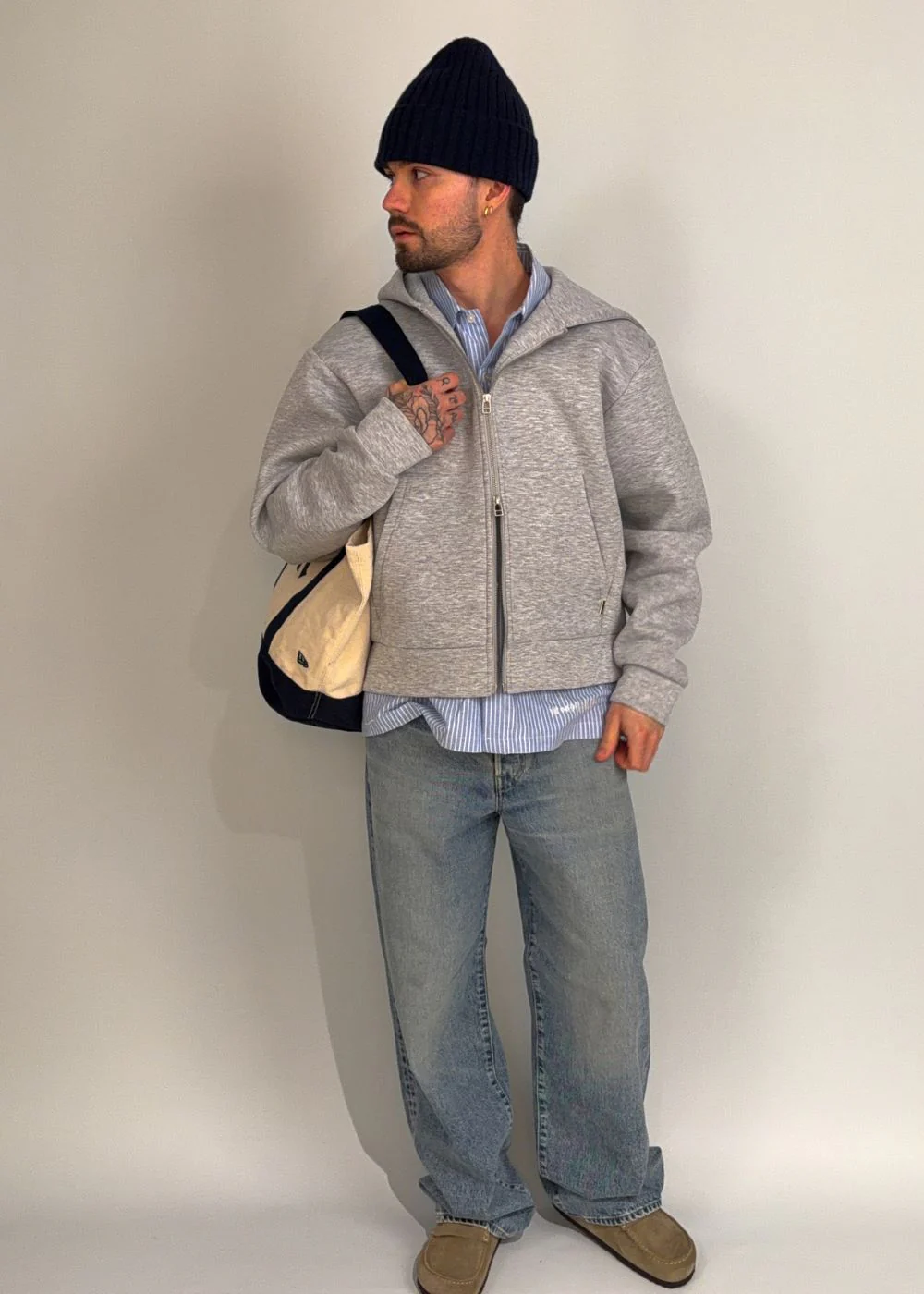 Fuji Scuba Zip Hoodie - Light Grey Melange - Image 2