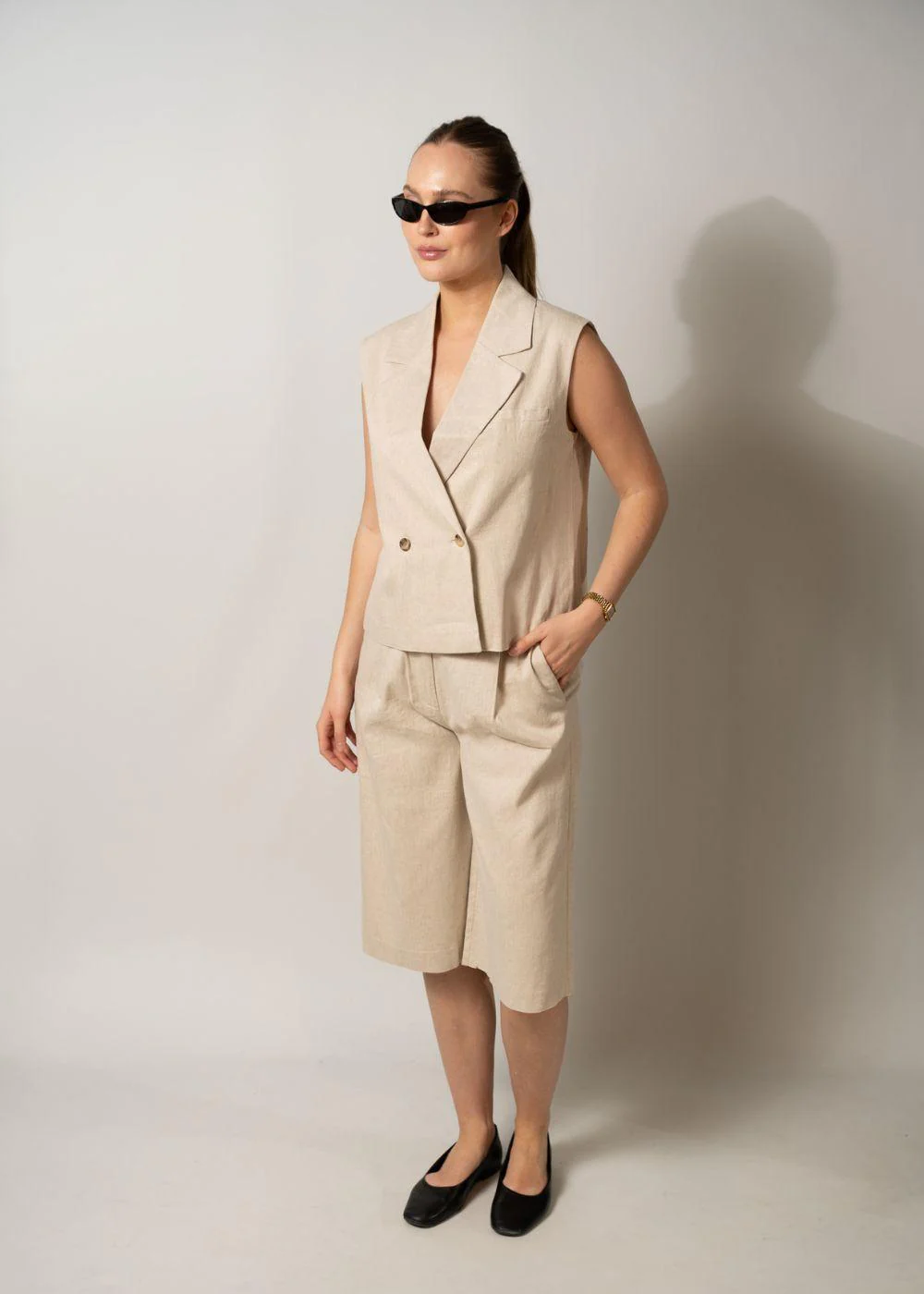 Galemd linen vest - Beige Melange - Image 3