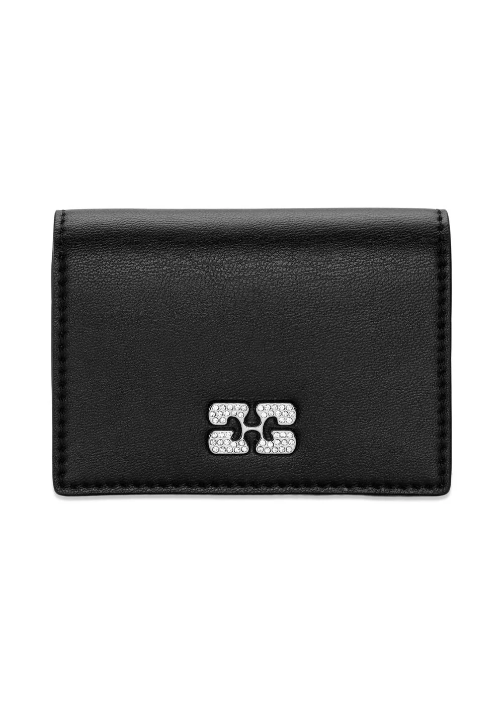 Ganni Bou Flap Card Holder Strass - Black