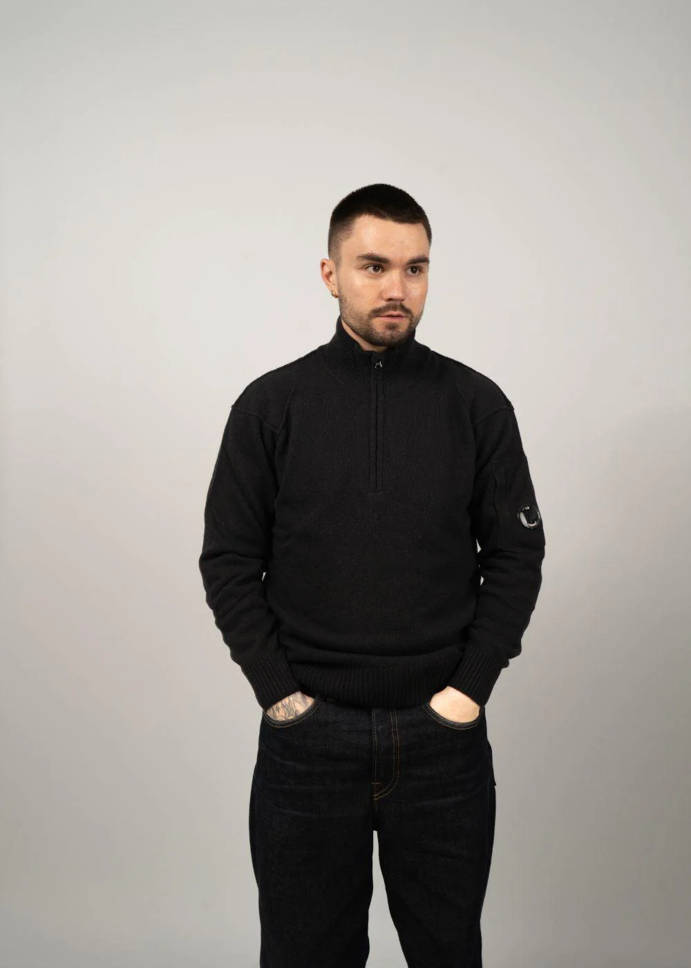 Half Zip Lambswool GRS - Black - Image 2
