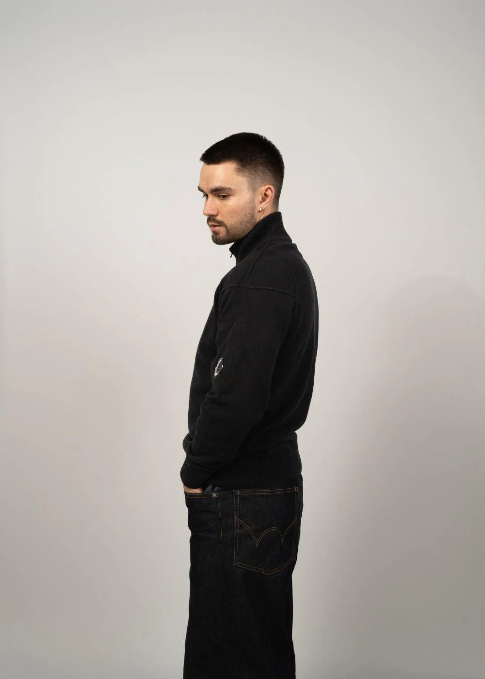 Half Zip Lambswool GRS - Black - Image 3