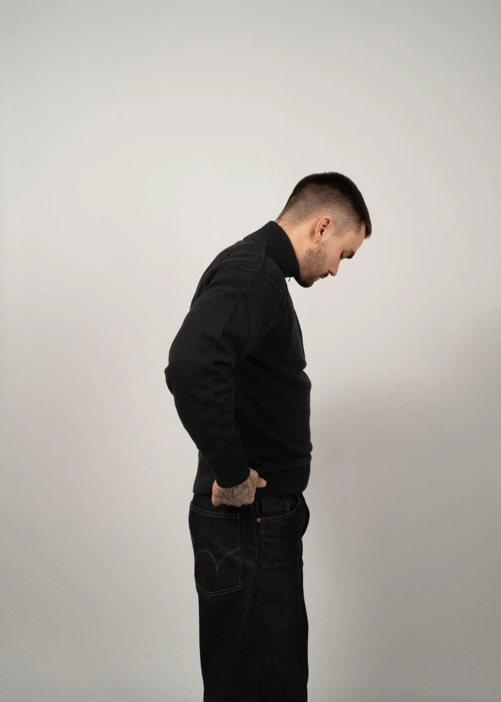 Half Zip Lambswool GRS - Black - Image 4