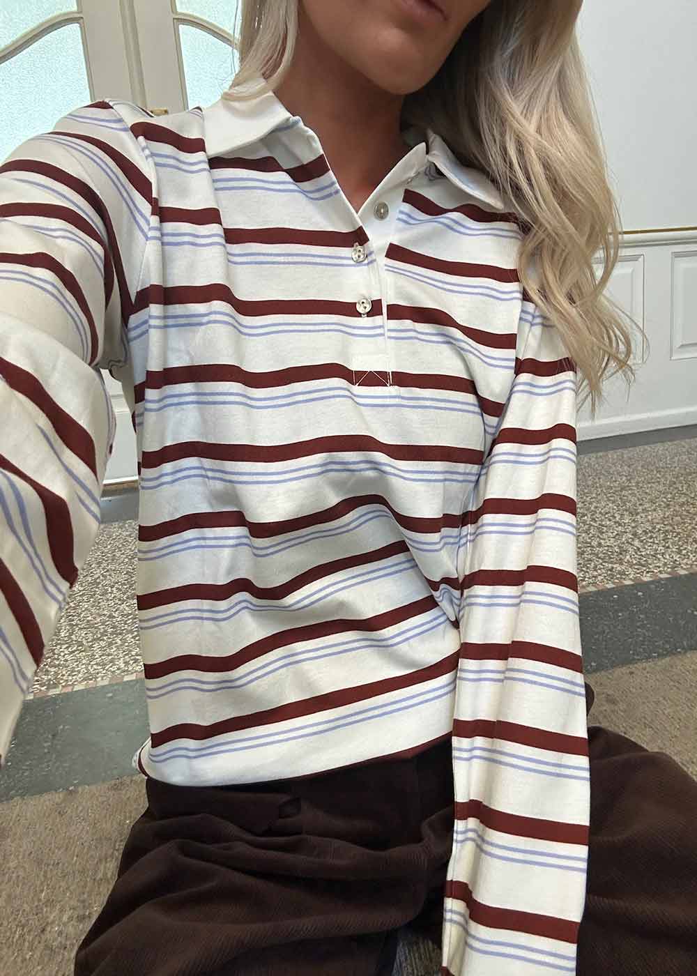 Hellenmd LS stripe polo - Andorra Blue Stripe - Image 3