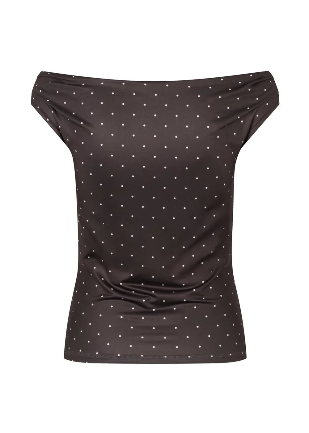 Himamd print off-shoulder top - Seal Brown Dot