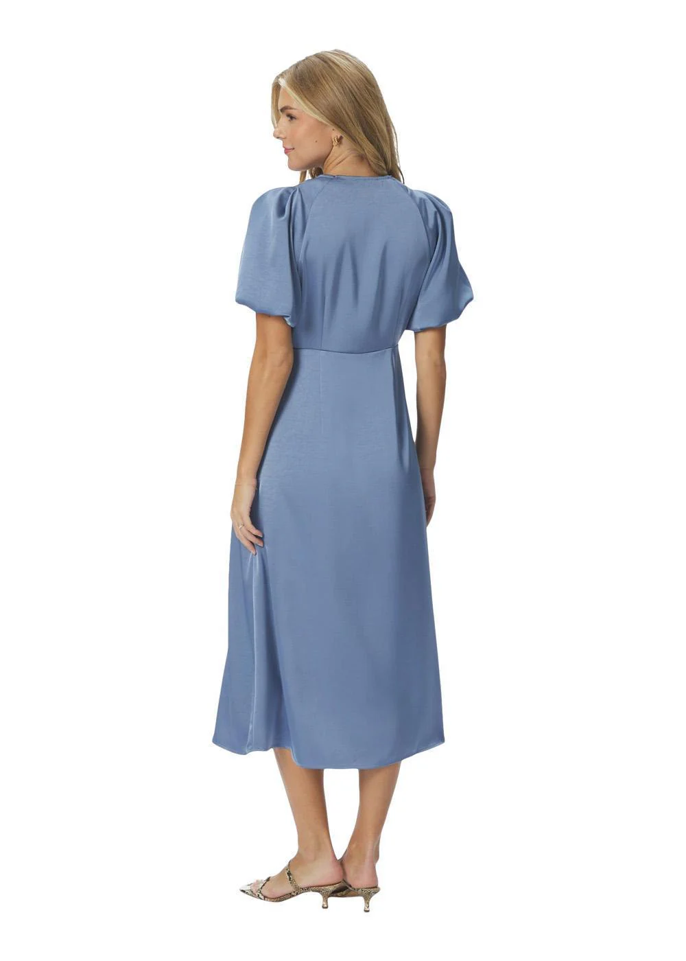 Illana Heavy Sateen Dress - Smoke Blue - Image 4