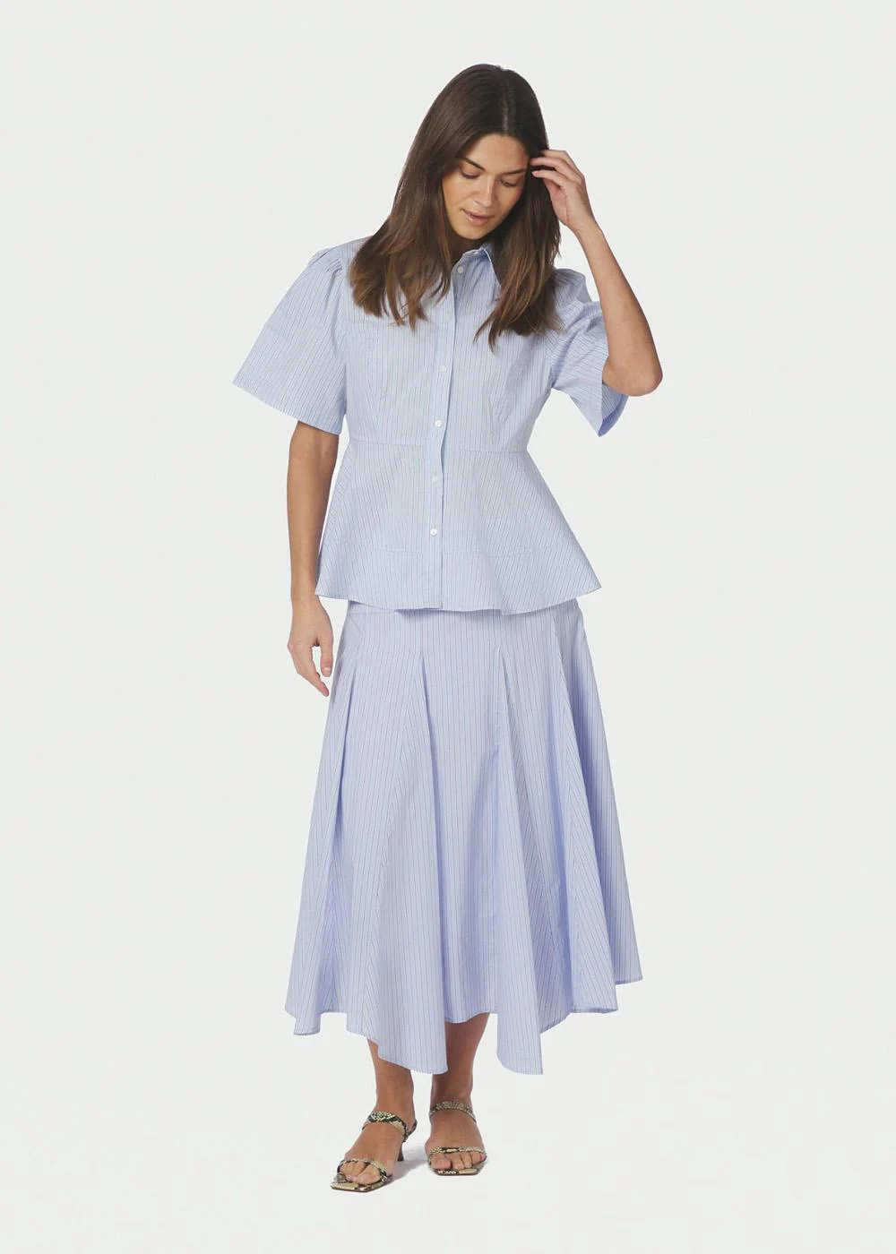 Janelle Stripe Shirt - Blue/Brown Stripe - Image 3