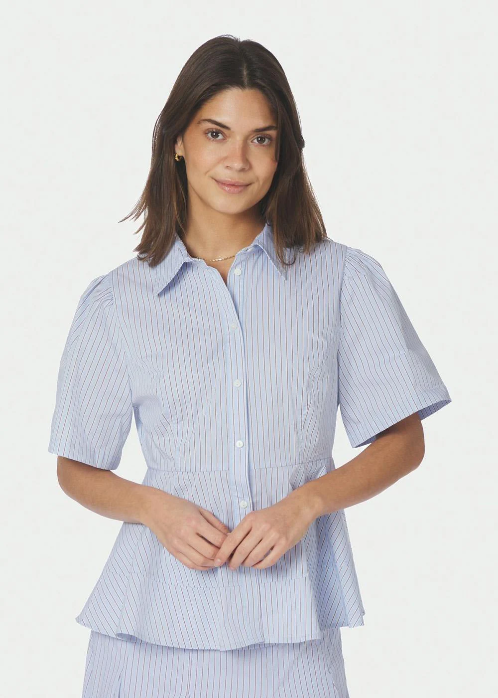 Janelle Stripe Shirt - Blue/Brown Stripe - Image 4