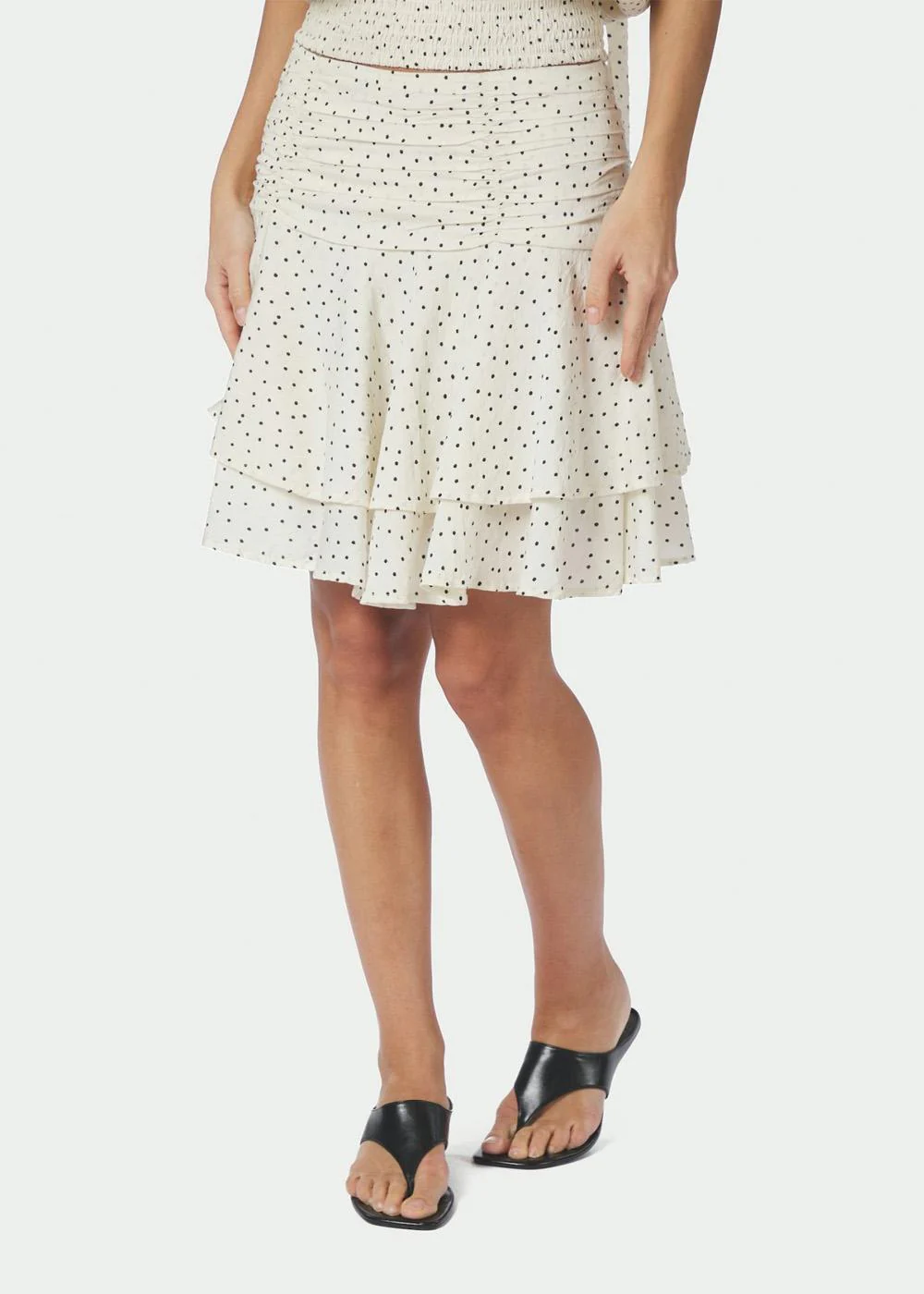 Janie Mini Dot Skirt - Off White - Image 4