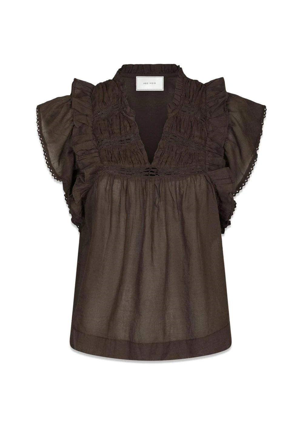 Jayla S Voile Top - Dark Brown