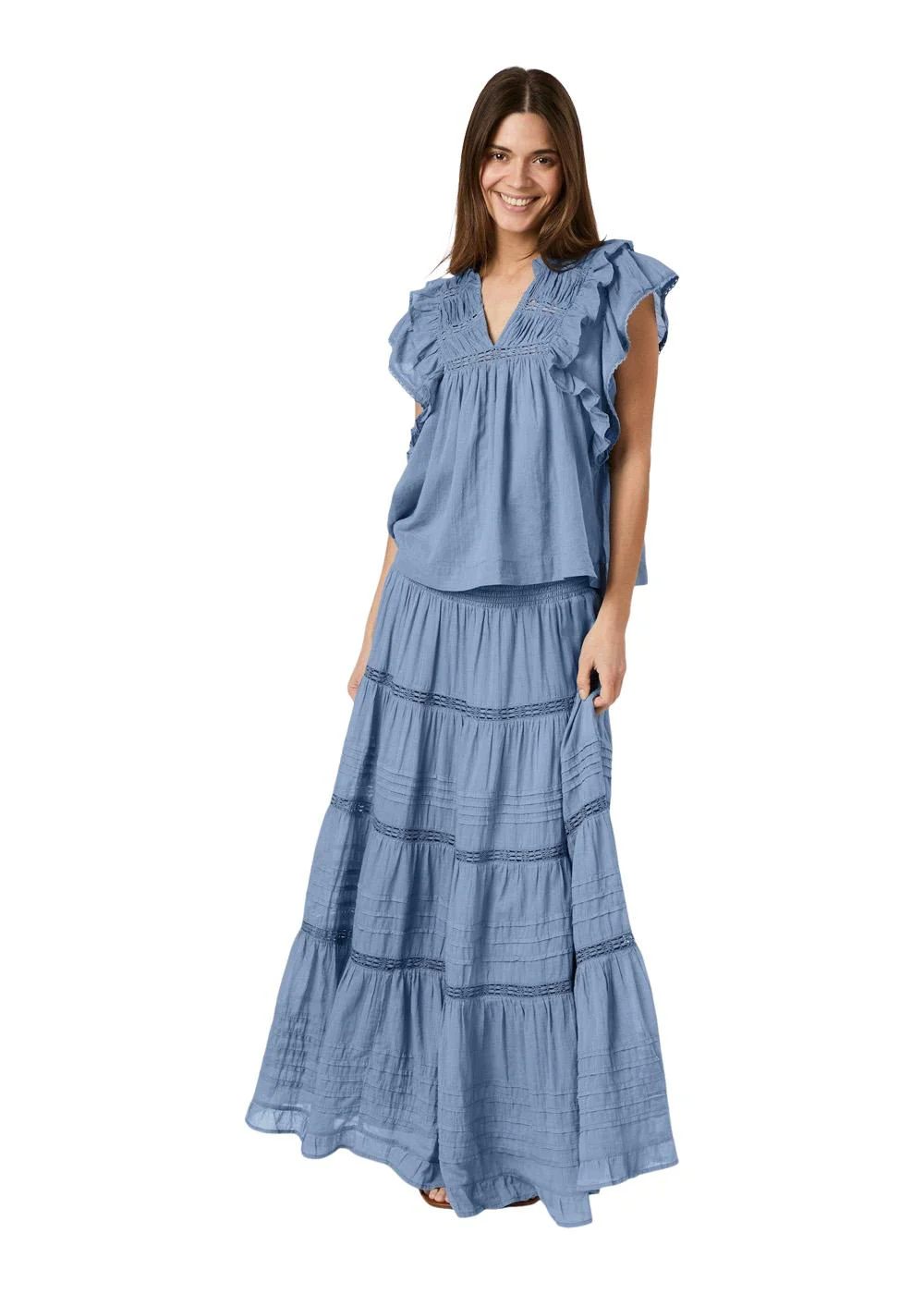Jayla S Voile Top - Smoke Blue - Image 3