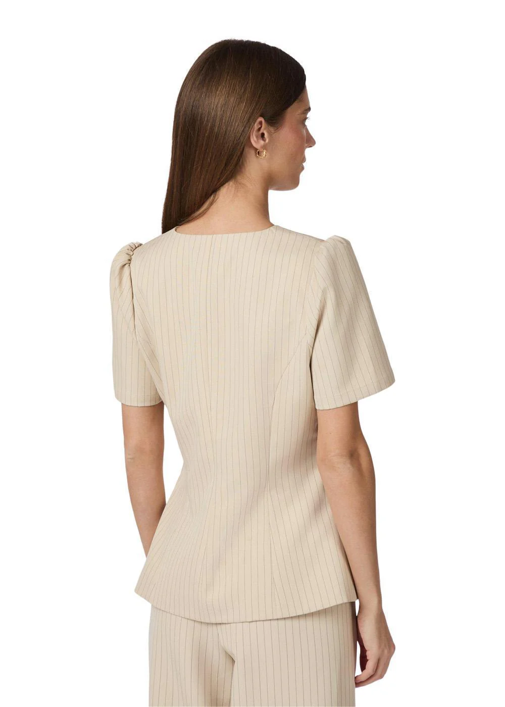 Jules Pinstriped Blouse - Sand - Image 4