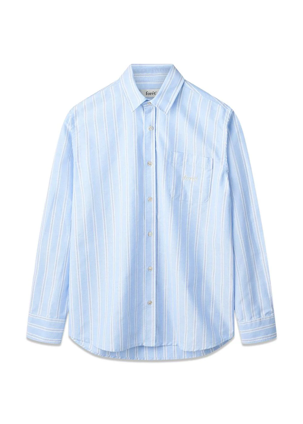 JUNO EMBROIDERED OXFORD SHIRT - Light Blue Stripe