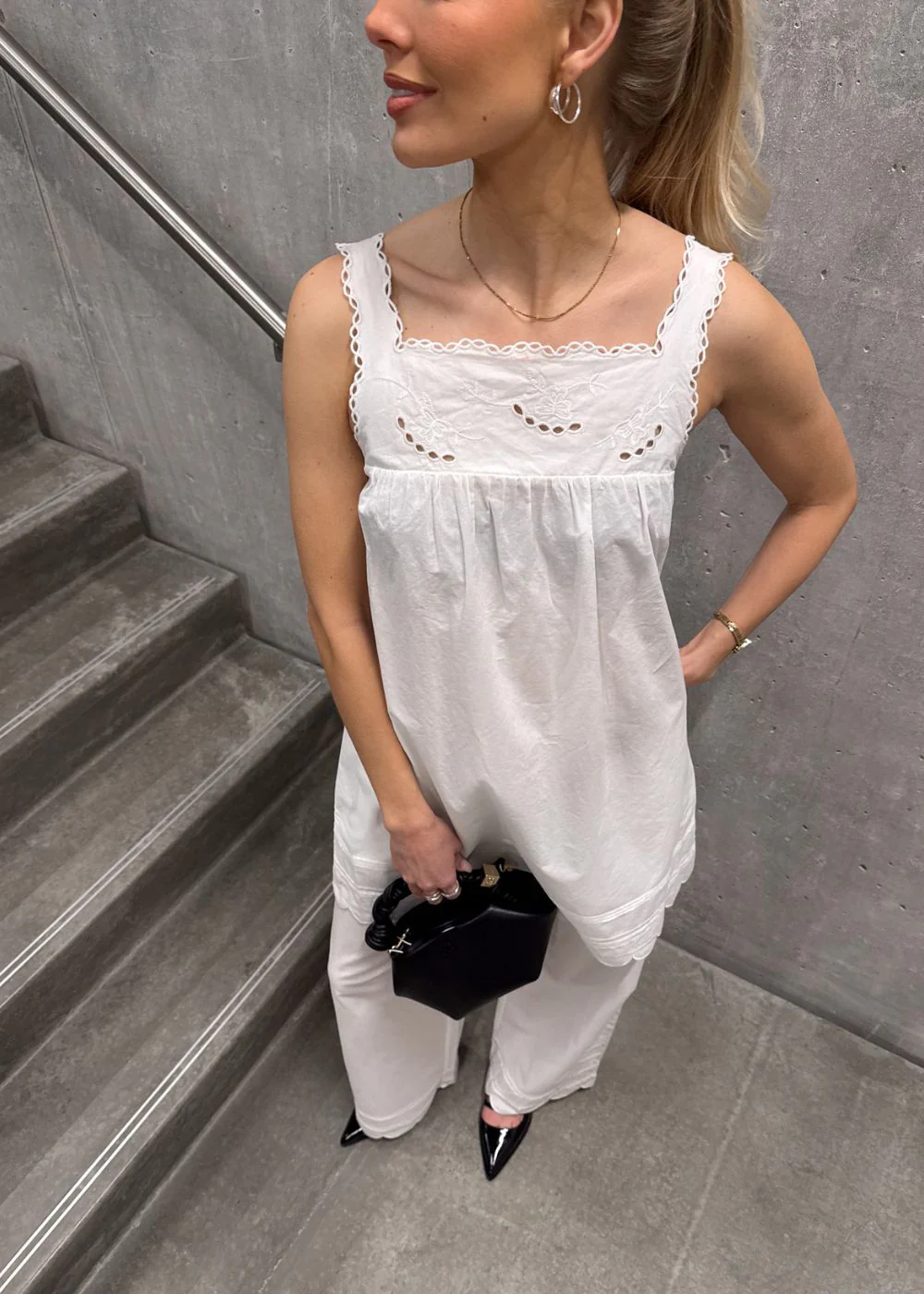 Kirsten Babydoll Dress - White - Image 6