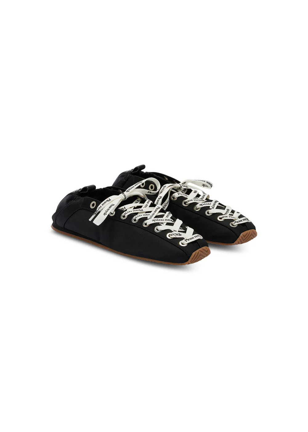 Lace Up Sporty Ballerina Nylon - Black - Image 2