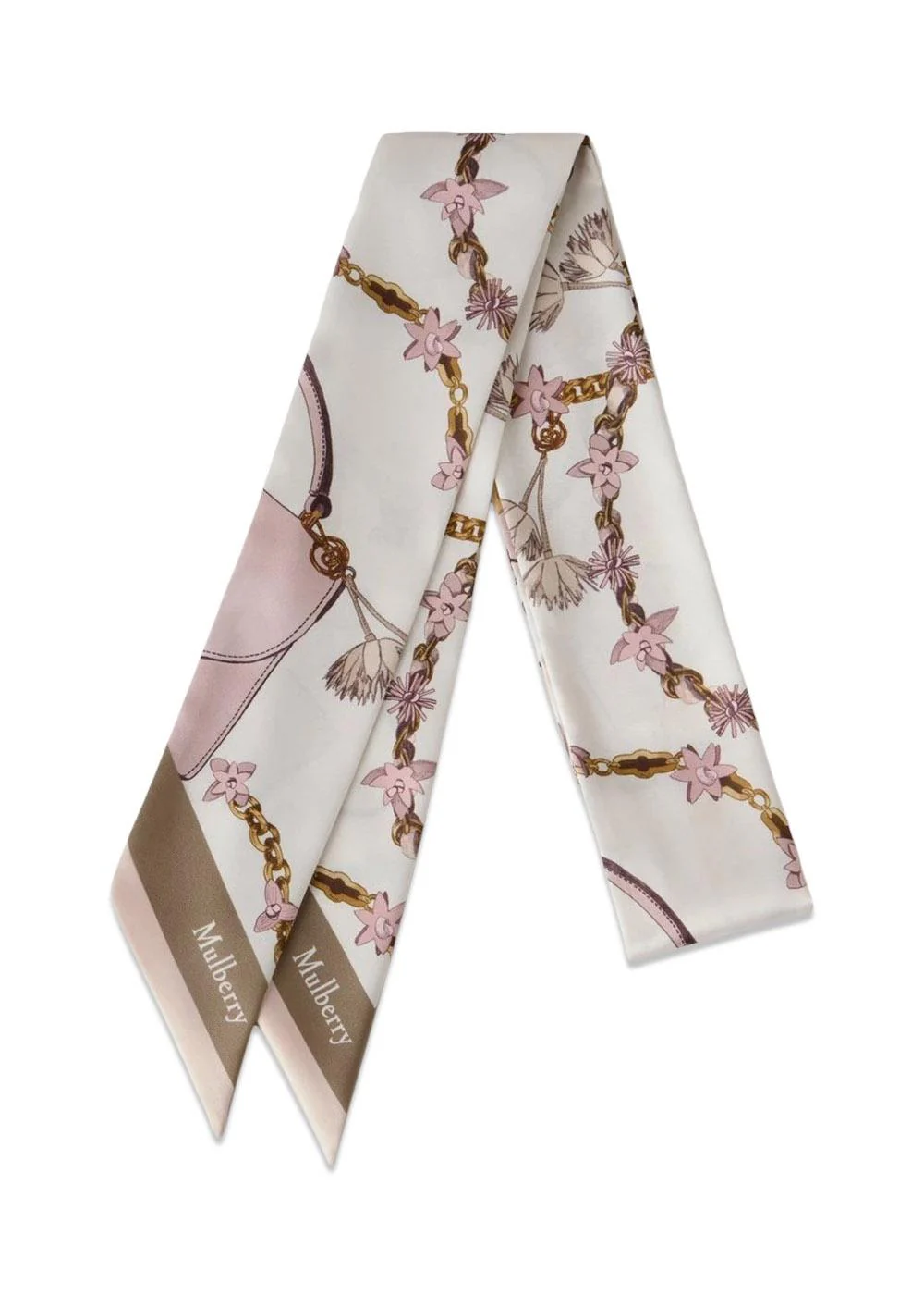 Lana Bag & Chains Skinny Scarf - Eggshell-Blossom Pin